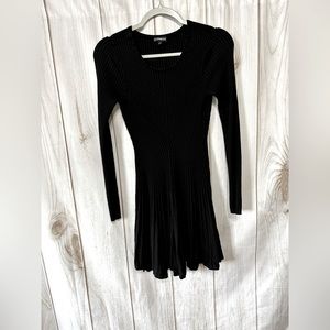 Express fit & flare long sleeve black sweater dress - size medium